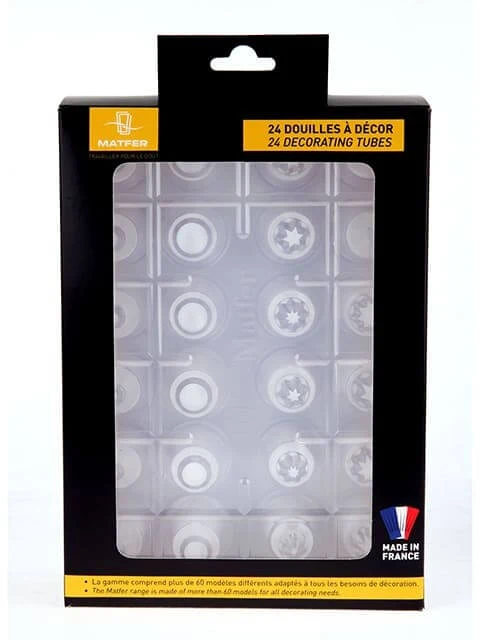 Boîte de 24 douilles choix du pâtissier Matfer en polycarbonate transparent