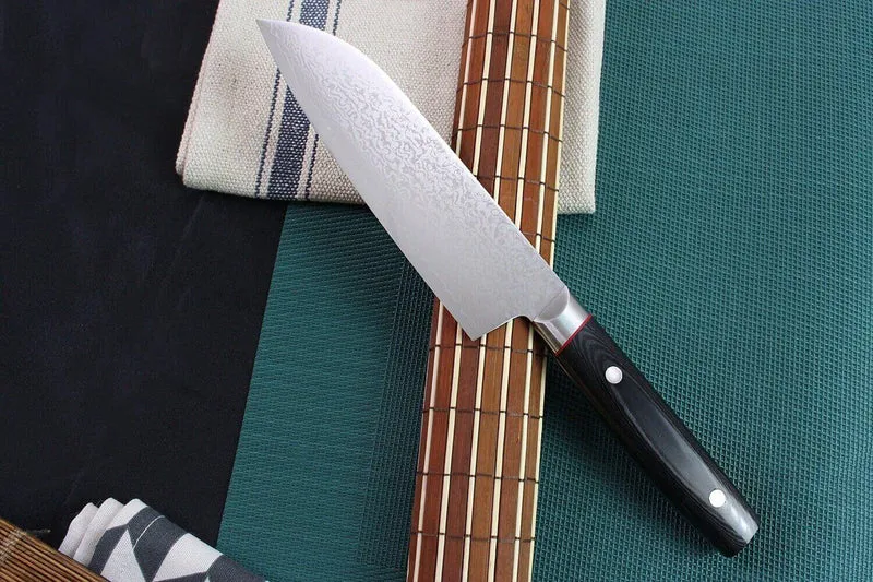 Couteau santoku japonais Kanetsugu Saiun 17cm damas 65 couches