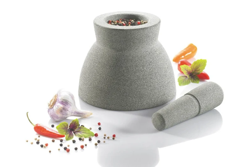 Mortier design Gefu Crunchy en granit gris double face + pilon