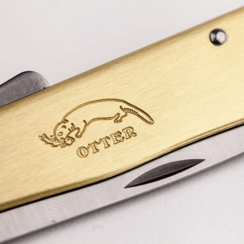 Couteau pliant OTTER Mercator acier inox manche laiton gravé 11cm