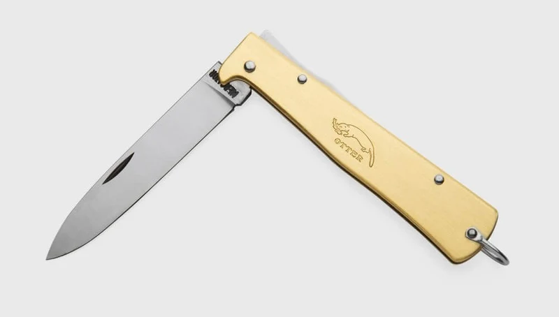 Couteau pliant OTTER Mercator acier inox manche laiton gravé 11cm