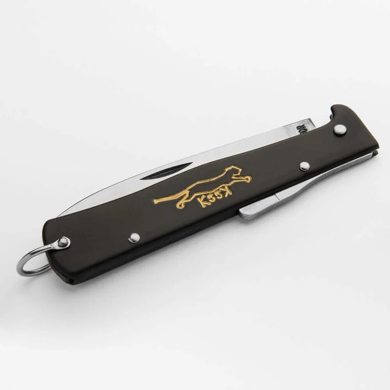 Couteau pliant OTTER Mercator K55K acier inox manche gravé métal noir 11cm