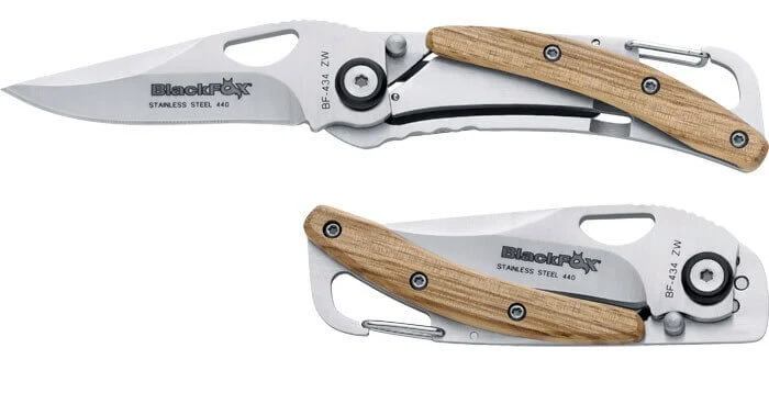 Couteau pliant BLACK FOX BF-434 habillage zebrano 9cm mousqueton