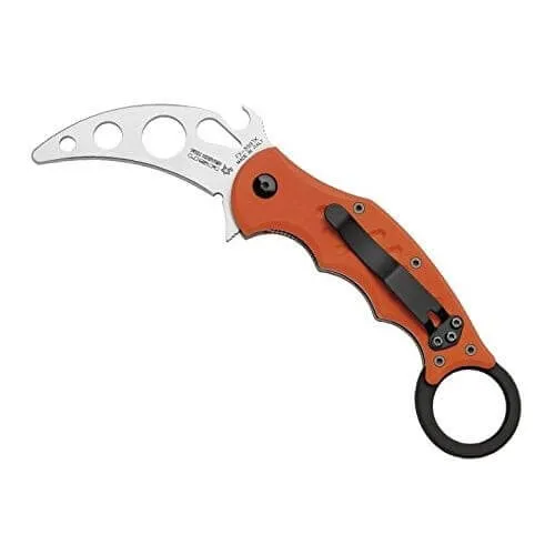 Couteau pliant FOX FX-599TK Military Training Karambit manche G10 orange 10 cm