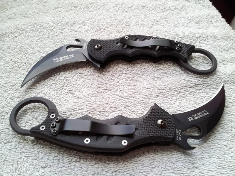 Couteau pliant FOX Military FX-599 Karambit manche G10 noir 10cm