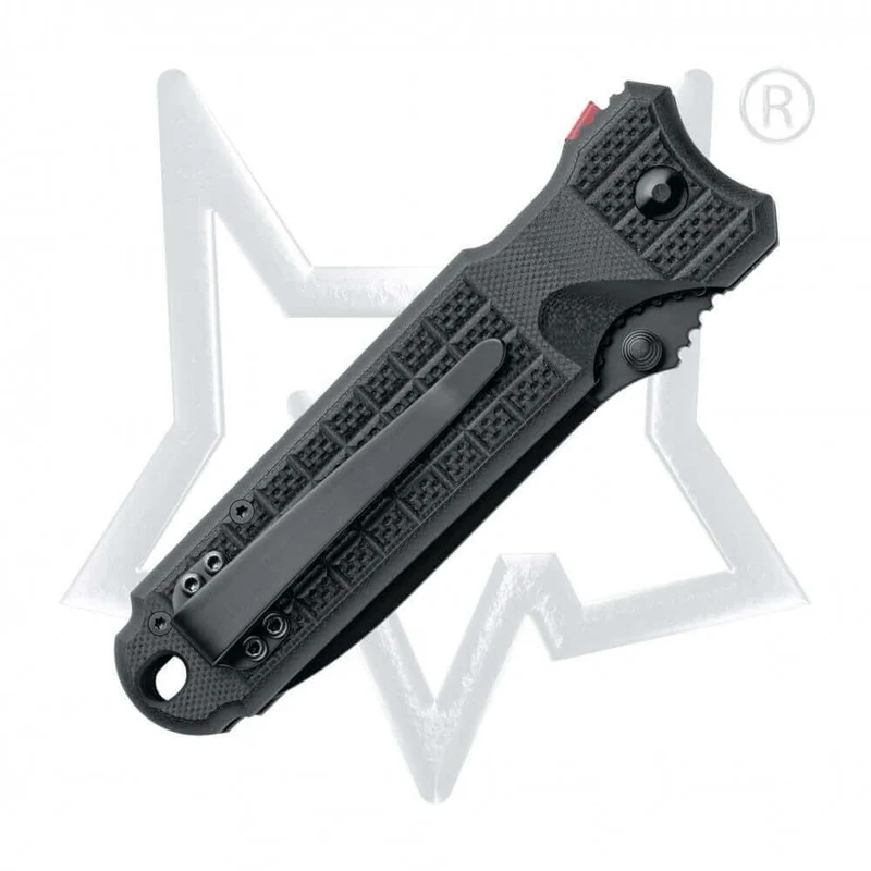 Couteau pliant FOX 1446 Predator 2F à dents manche 12cm forprène noir