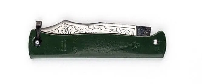 Couteau pliant Douk-Douk 815 acier inox manche métal vert chromé 11cm