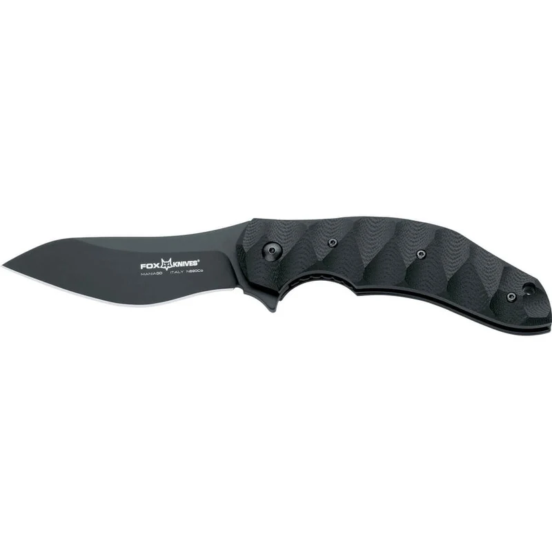 Couteau pliant Ansø FOX Fx-302 G10 manche noir 12cm ondulé + étui