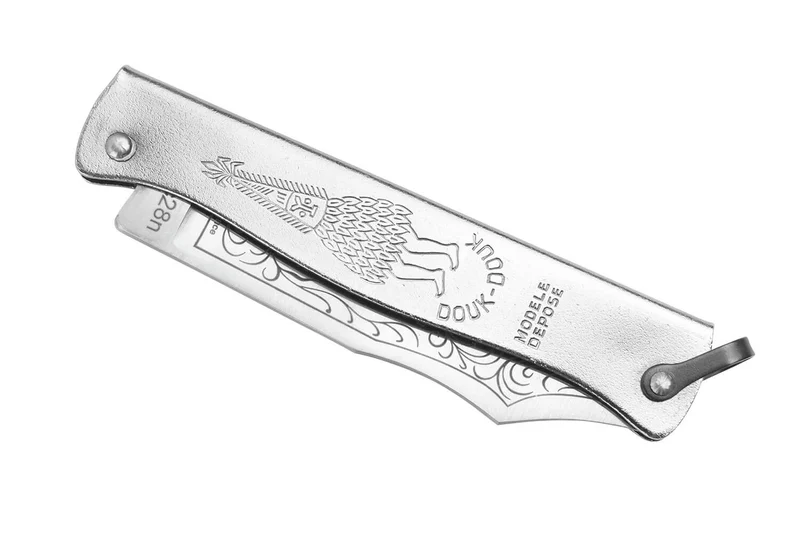Couteau pliant Douk-Douk lame acier inox manche métal chromé 9cm