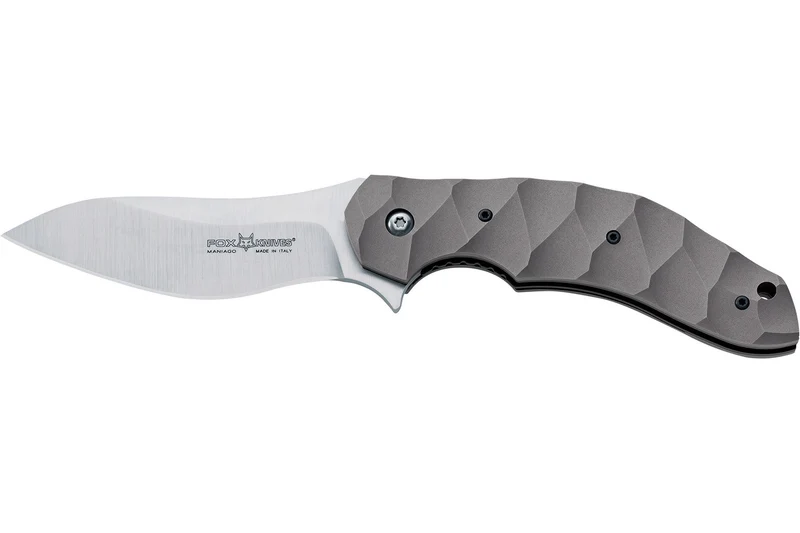 Couteau pliant Ansø FOX FX-302 manche 12cm titanium ondulé + étui