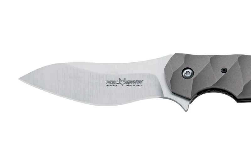 Couteau pliant Ansø FOX FX-302 manche 12cm titanium ondulé + étui