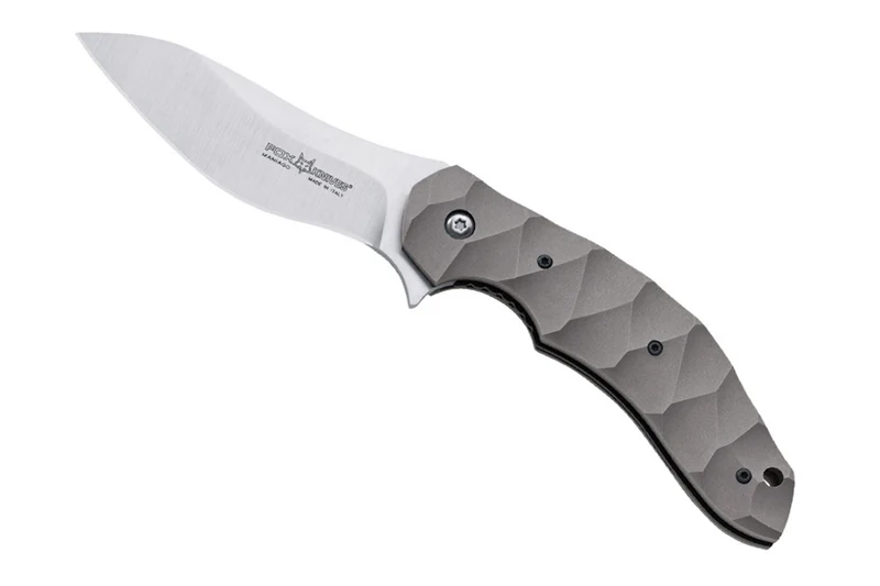 Couteau pliant Ansø FOX FX-302 manche 12cm titanium ondulé + étui