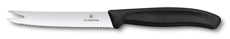 Couteau à fromage/saucisson Victorinox Swissclassic lame crantée 2 pointes 11cm