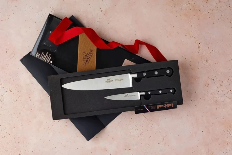 Coffret 2 couteaux français SABATIER Idéal Inox 100% forgé Chef+Office