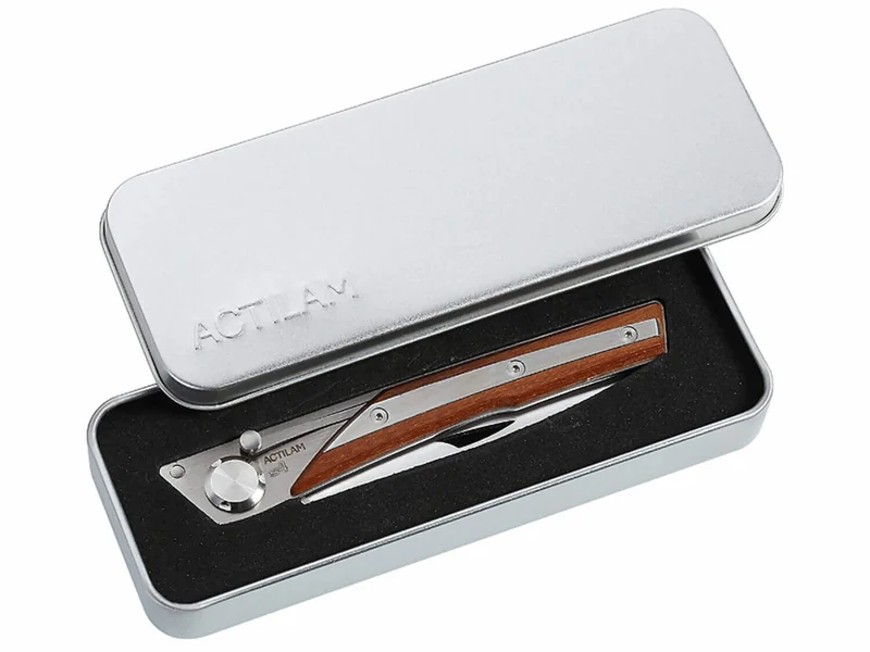 Couteau pliant Actilam S4 lame forgée manche acier/bois ipé 11cm