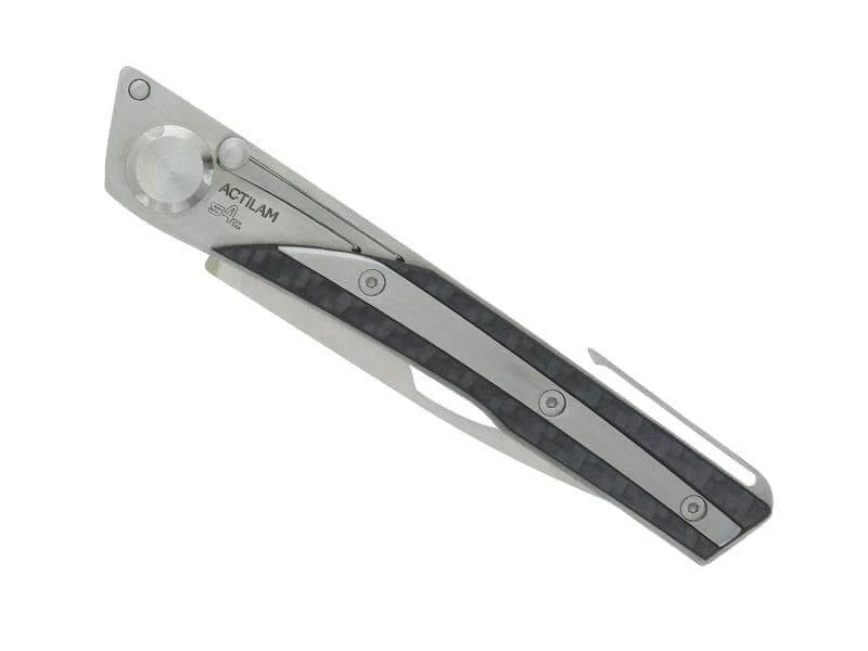 Couteau pliant Actilam S4 lame forgée manche acier/fibre de carbone 11cm