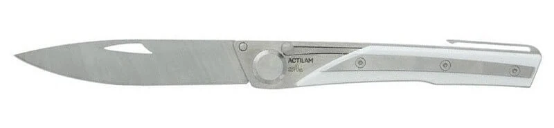 Couteau pliant Actilam S4 lame forgée manche acier/corian blanc 11cm