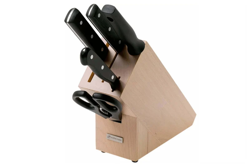Bloc Wüsthof Gourmet 5 pièces - 3 couteaux + 1 fusil et une paire de ciseaux