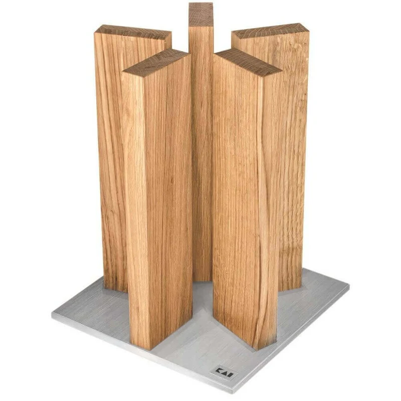 Bloc cuisine vide KAI Stonehenge aimanté en chêne et acier inoxydable - 10 places