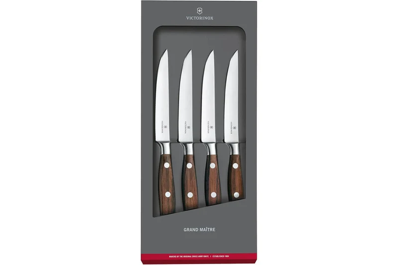Coffret 4 couteaux à steak Victorinox Grand Maître Wood forgés 12cm manche en érable