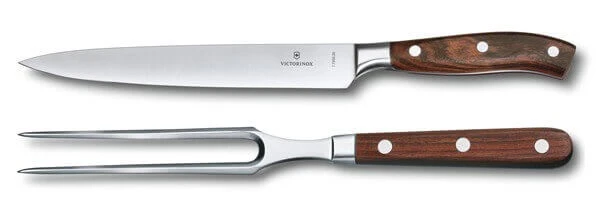 Coffret Victorinox Grand Maître Rosewood couteau à découper + fourchette de chef forgés
