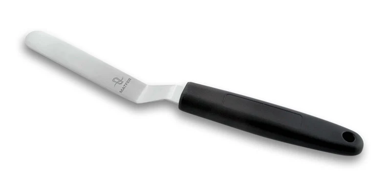 Spatule coudée professionnelle acier inox 9cm manche PP noir