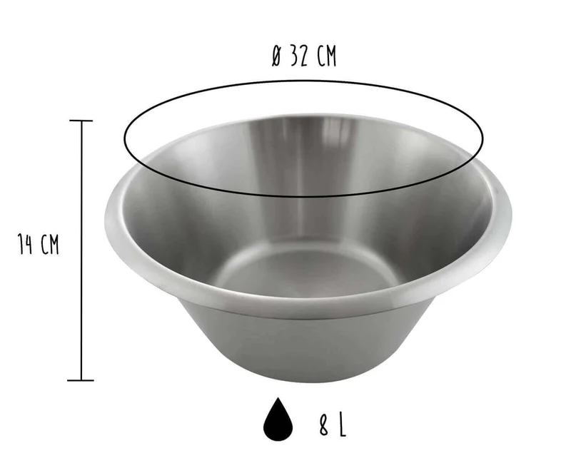Bassine pâtissière professionnelle Matfer 100% acier inox - Diamètre 32cm