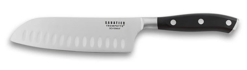 Couteau santoku alvéolé Sabatier Trompette Vulcano 17cm 3 rivets