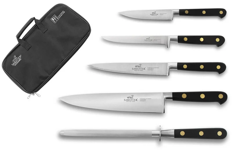 Mallette de 4 couteaux + 1 fusil Sabatier Chef fabrication française