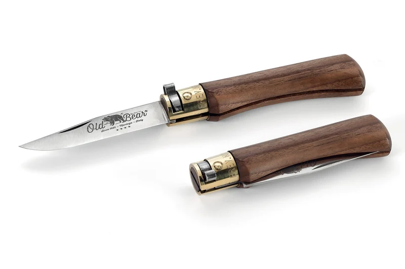 Couteau artisanal Old Bear S lame inox 7cm manche noyer avec virole