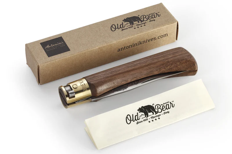 Couteau artisanal Old Bear S lame inox 7cm manche noyer avec virole