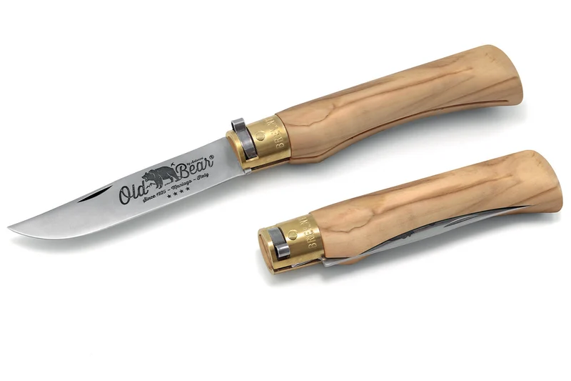 Couteau artisanal Old Bear XL lame inox 10cm manche olivier avec virole
