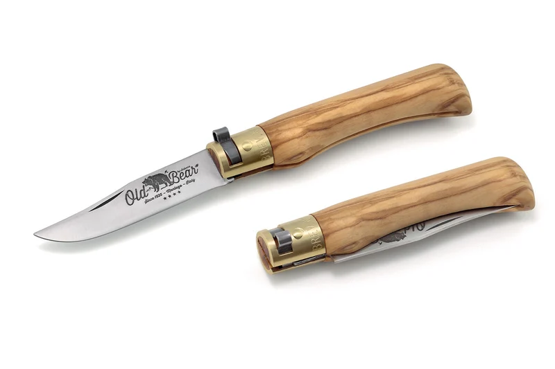 Couteau artisanal Old Bear S lame inox 7cm manche olivier avec virole