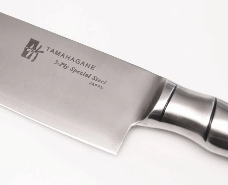 Couteau santoku japonais Tamahagane Bamboo lame 17.5cm acier VG5 3 couches