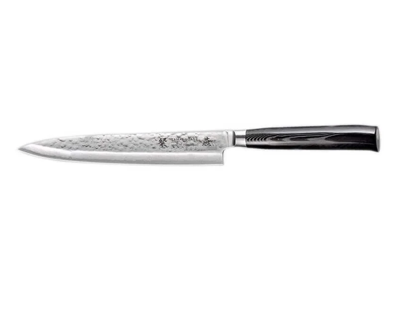 Couteau à sashimi japonais Tamahagane Tsubame lame martelée 21cm acier VG5