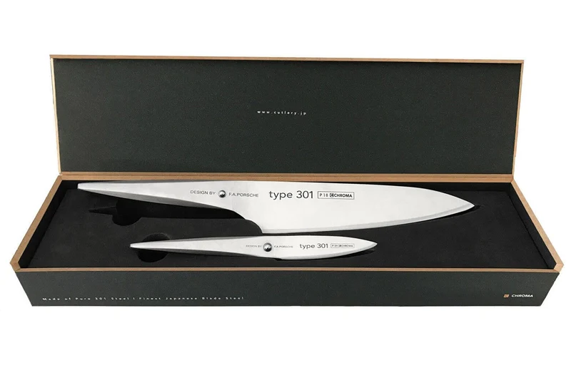 Coffret 2 couteaux Chroma Type 301 Design by F.A. Porsche Office 8cm + Chef 20cm