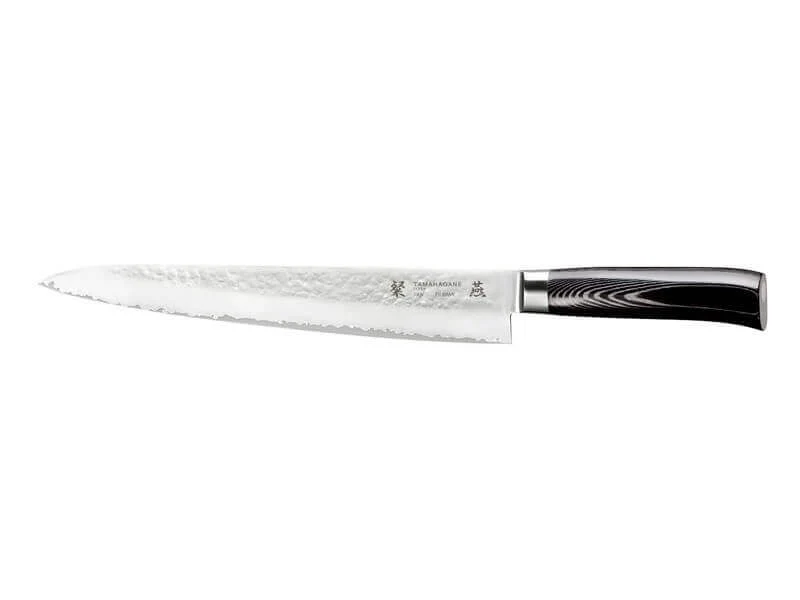 Couteau à trancher japonais Tamahagane Tsubame lame martelée 27cm acier VG5