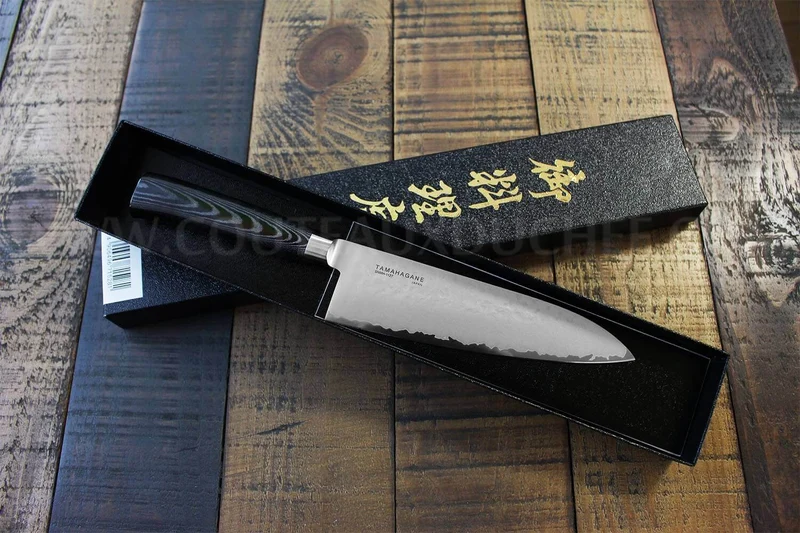 Couteau de chef japonais Tamahagane Tsubame lame martelée 15cm acier VG5