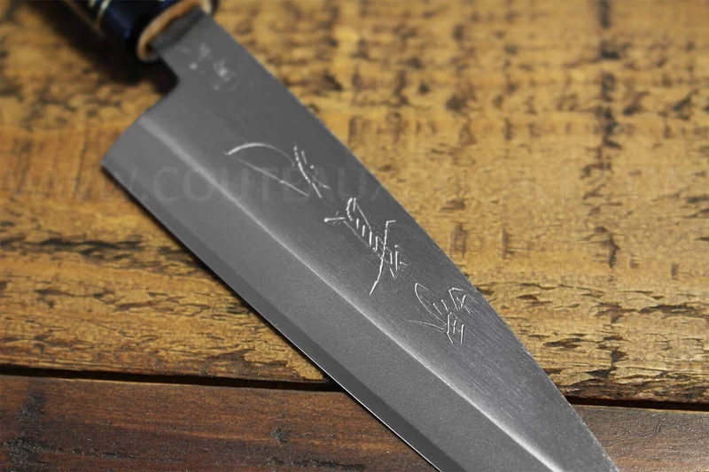 Couteau Kaisaki japonais artisanal JIKKO Betsuuchi lame 12cm en White Steel manche magnolia