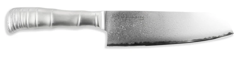 Couteau santoku japonais Tamahagane Bamboo Kyoto lame 17.5cm acier Damas VG5