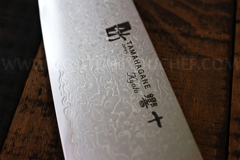 Couteau santoku japonais Tamahagane Bamboo Kyoto lame 17.5cm acier Damas VG5