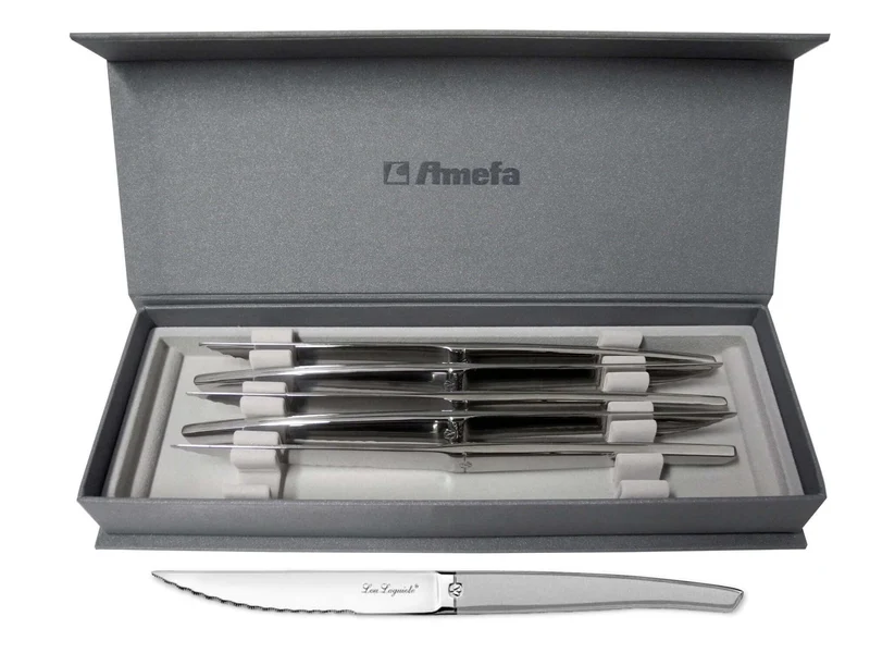 Coffret 6 couteaux à steak dentelés LOU LAGUIOLE Jet Sablé gris