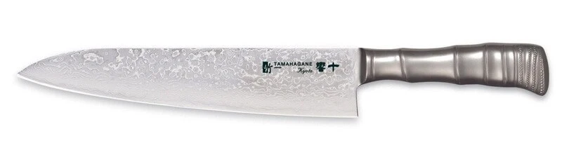 Couteau de chef japonais Tamahagane Bamboo Kyoto lame 24cm acier Damas VG5