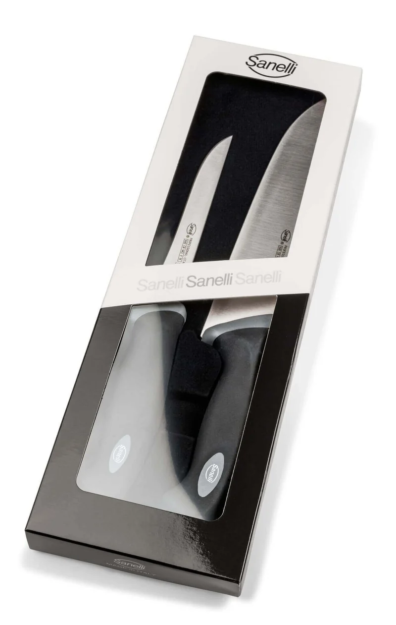 Coffret de 2 couteaux de boucher professionnels SANELLI Gourmet désosseur 16cm + boucher 22cm