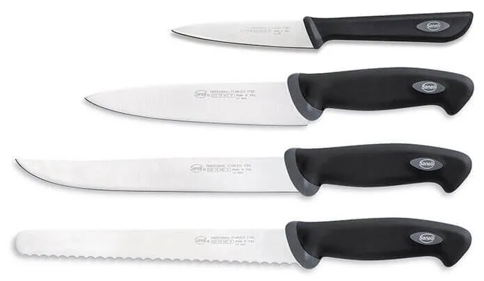 Coffret de 4 couteaux de cuisine professionnels SANELLI Gourmet manches noirs
