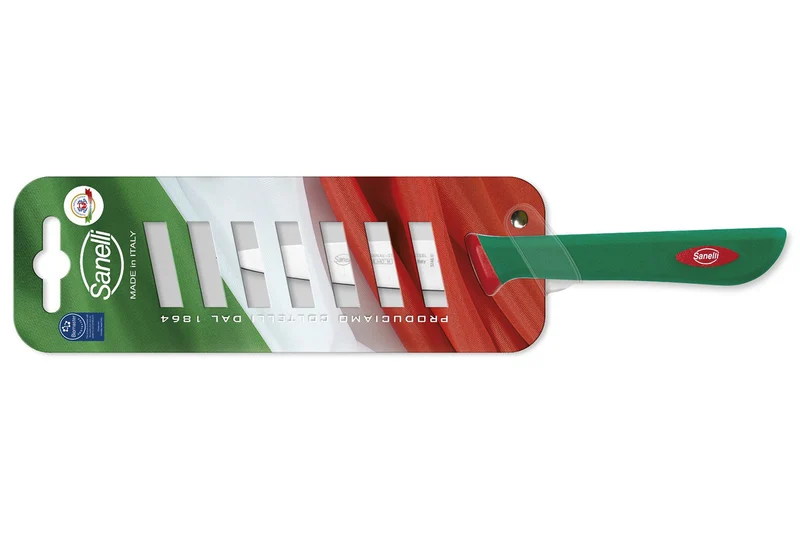 Couteau d'office professionnel SANELLI Premana lame semi-rigide 10cm manche vert