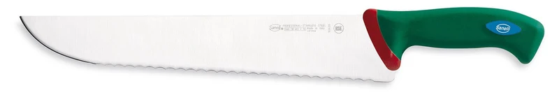 Couteau à poisson professionnel SANELLI Premana lame dentelée 33cm manche vert