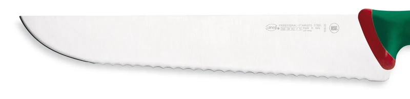 Couteau à poisson professionnel SANELLI Premana lame dentelée 33cm manche vert