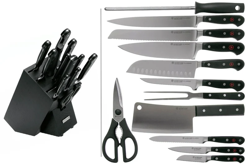 Bloc Wusthof Classic anthracite - 12 pièces forgées