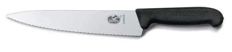 Couteau à découper professionnel Victorinox lame dentée fibrox noir 22cm 5.2033.22